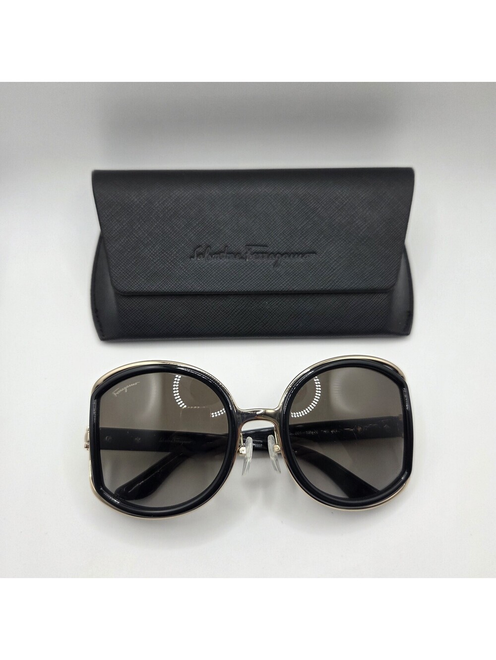 Salvatore Ferragamo SF719S Women’s Oversized Round Black Gold Y2K